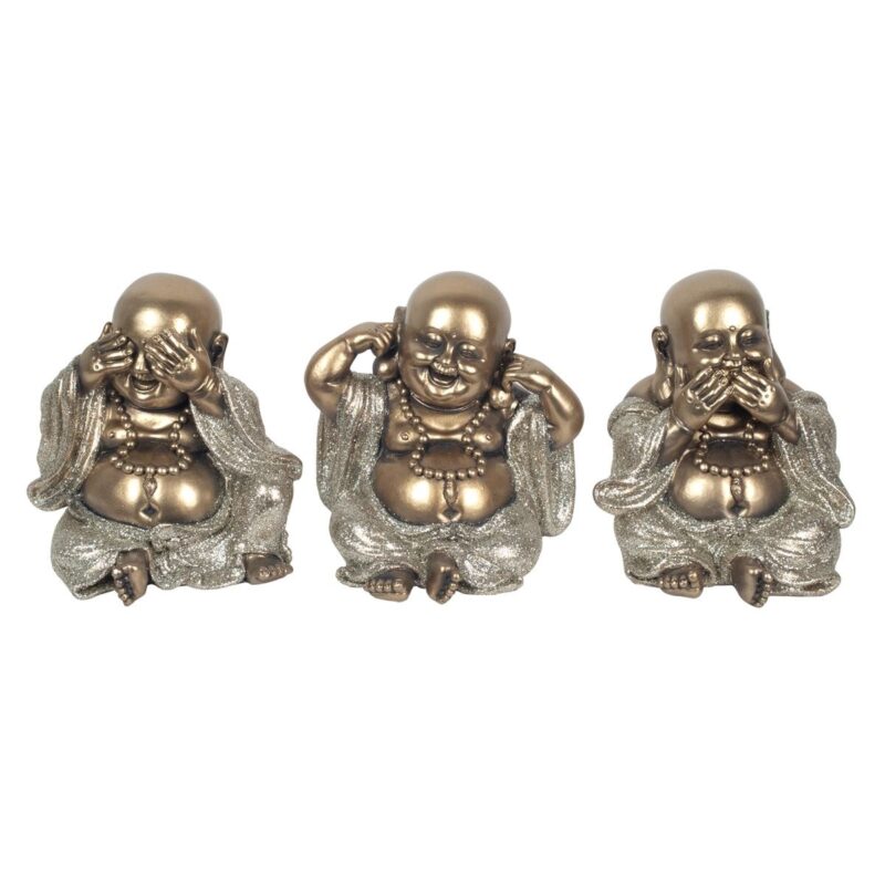 "See, Hear, & Speak No Evil" Glitter Buddha Set