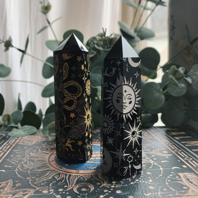 Obsidian Engraved Tower