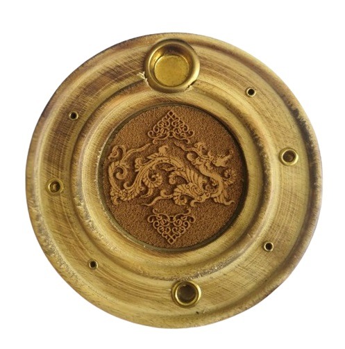 Dragon Engraved Wood Incense Plate