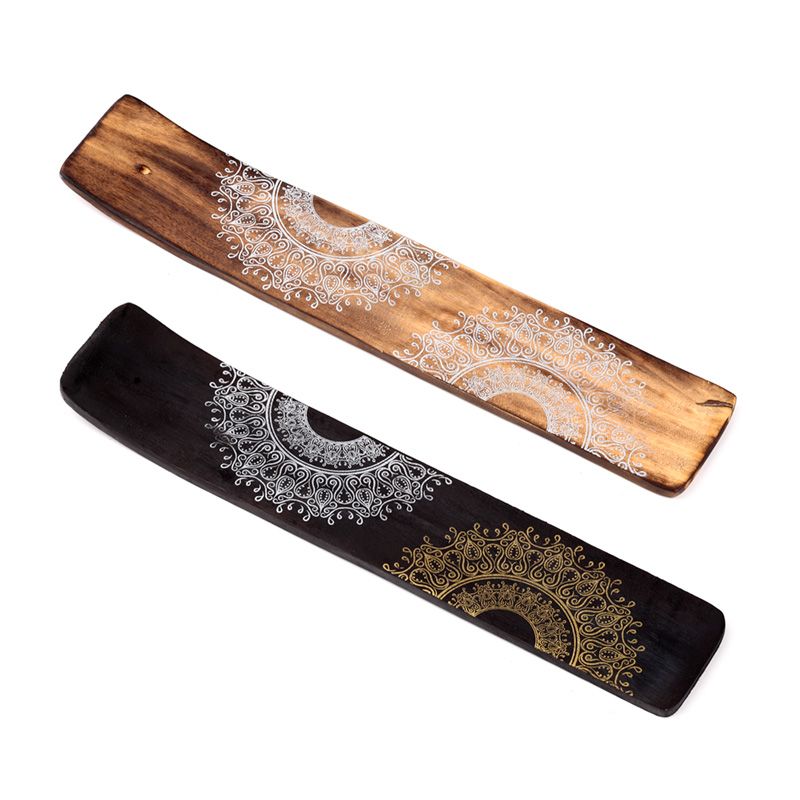 Mandala Mango Wood Incense Ash Catcher