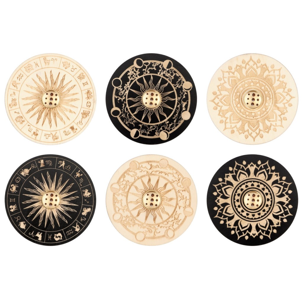 Astrological Wooden Incense Plate