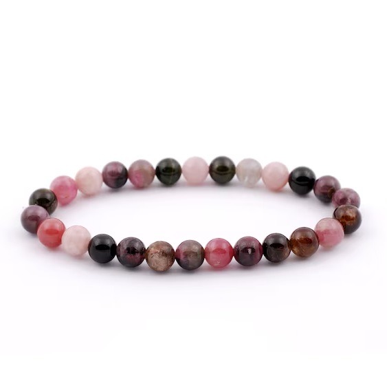 Watermelon Tourmaline Round Bracelet