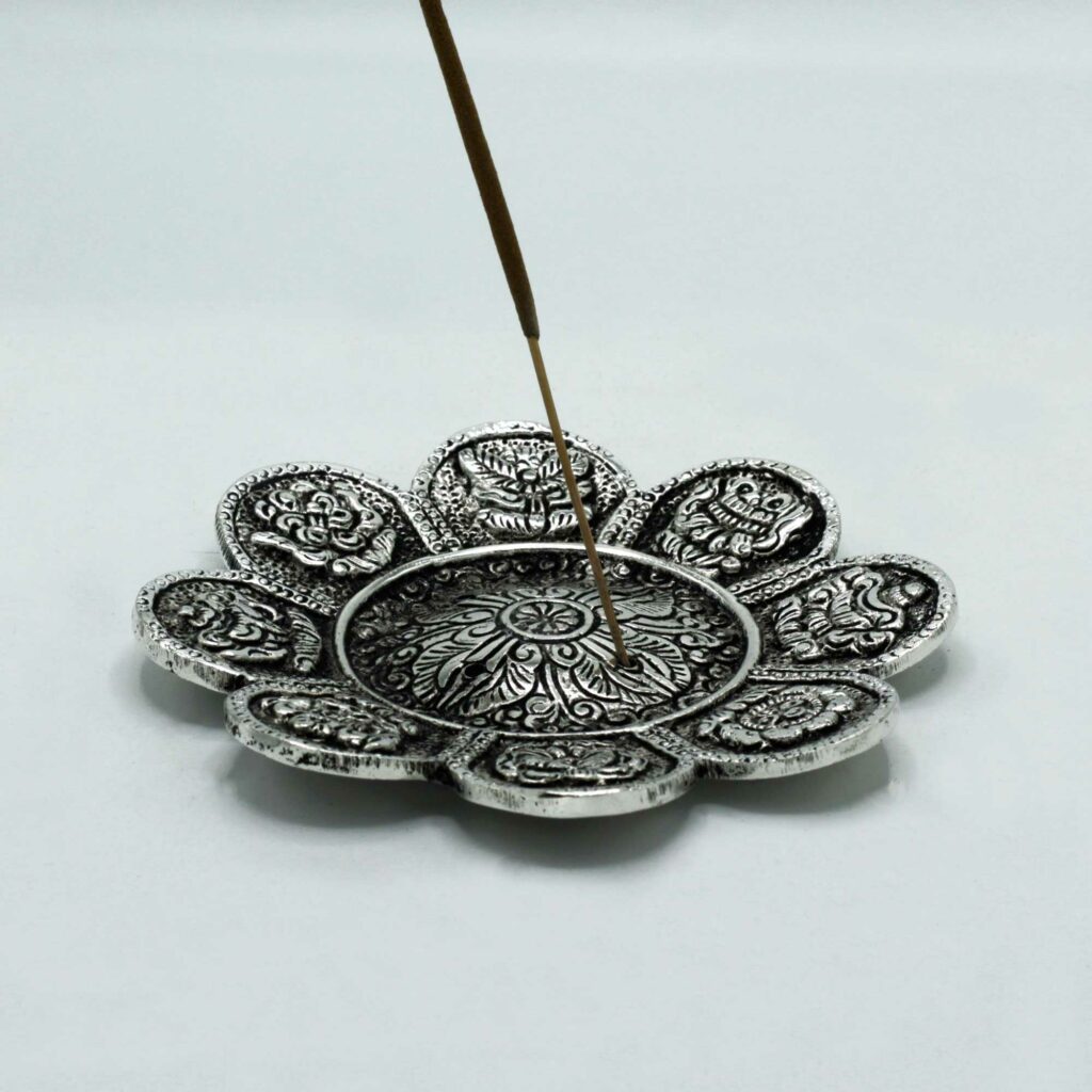 Tibetan Symbols Aluminium Incense Plate - Image 2