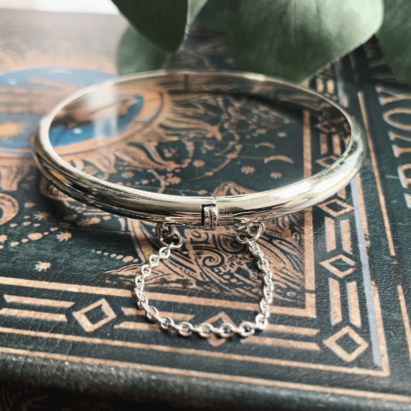 Bangle Bracelet with Chain (Sterling Silver) - Image 2
