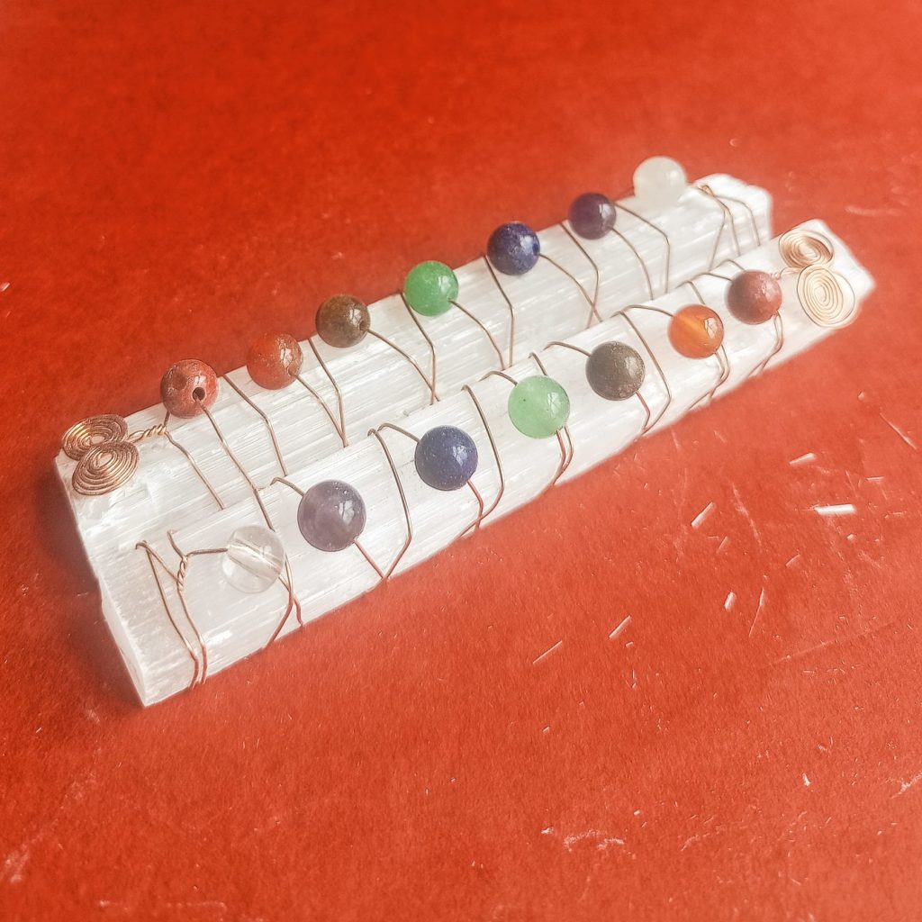 Selenite Chakra Wire Wrapped Ruler