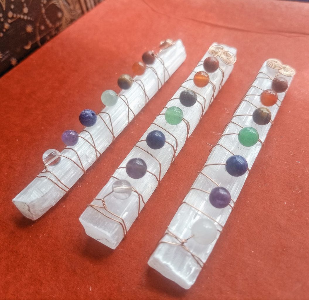 Selenite Chakra Wire Wrapped Ruler - Image 2